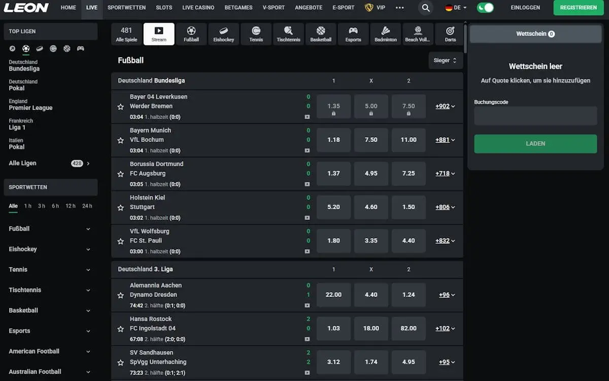 LeonBet Live Wetten