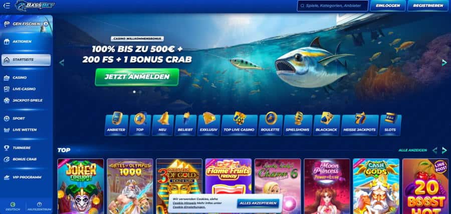 Bassbet frontpage