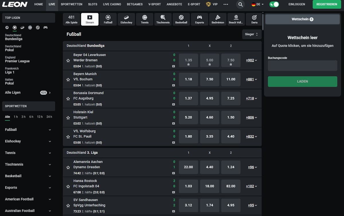 Live Wetten LeonBet